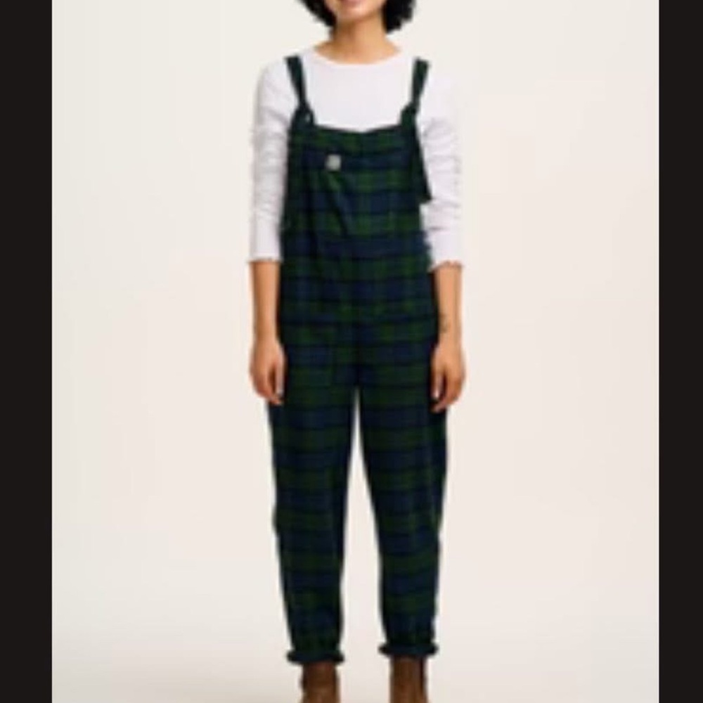 Green and Blue Plaid Lucy and Yak dungarees, NWT